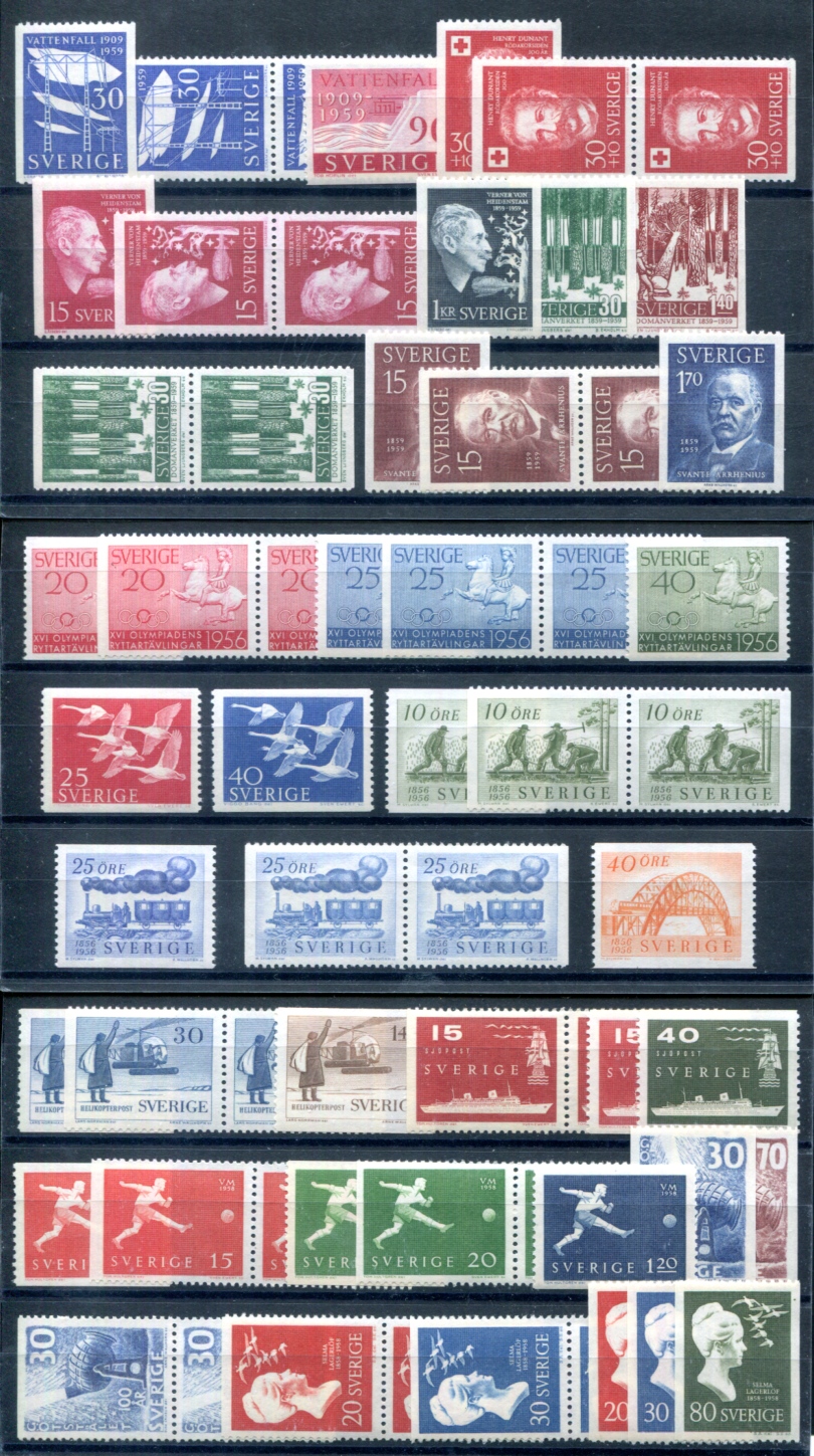 SWEDEN 1956,1958,1959 413-420,434-454A-D ** MNH complete 60€(09414